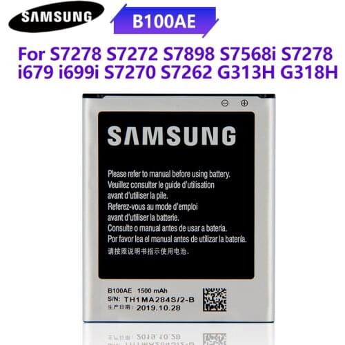 Original Battery B100AE B100AC For SAMSUNG Galaxy Ace 3 Ace4 S7898 S7278 S7272 S7568i S7278 i679 S7270 S7262 G313H G318h 1500mAh