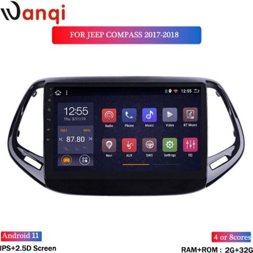 Wanqi 2+32G 9 inch Android 8.1 RDS Car Radio for Jeep Compass 2017 2018 Car GPS Navigation Audio Multimedia System NO DVD 2 DIN