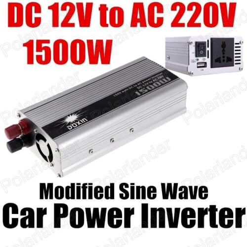 Car voltage Transformer 1500W Car power Inverter converter DC 12V to AC 220V USB Port modified sine wave