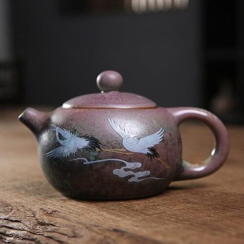 Cranes variable pot of domestic retro filtering teapot kung fu tea set ceramic coarse pottery Japanese single pot