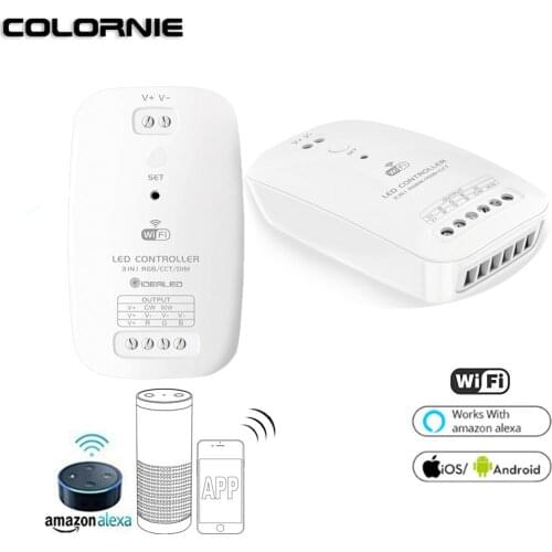 COLORNIE RGB Wifi 3 in 1 CCT Dimmer Controller Work with Smart APP Control LED Strip Light DC9V-24V