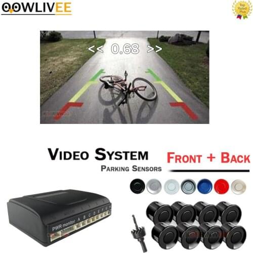 OOWLIVEE Car Parking Sensors 8 Radars Video System Front and Back Parking Alarm 12v Buzzer Parking Assistance Parktronics Black
