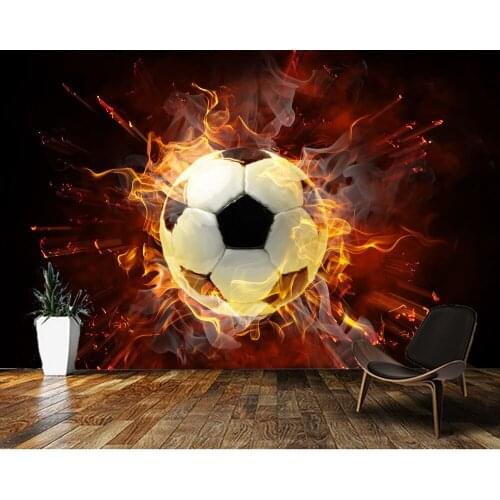 Custom children wallpaper,Football on fire mural for the living room bedroom TV backdrop waterproof wallpaper