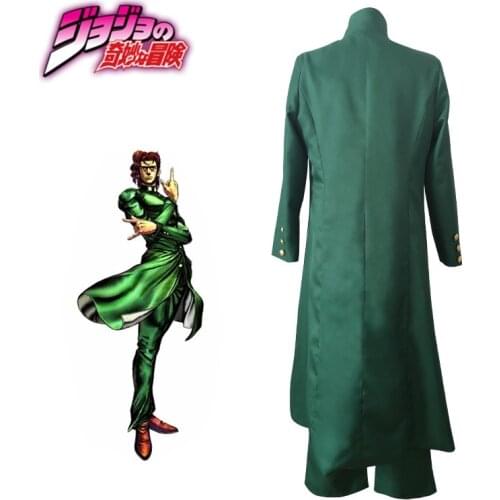 Anime JoJos Bizarre Adventure Noriaki Kakyoin Cosplay Costume Anime Cosplay Halloween Costumes Trench + Pant Set Outfits Suits