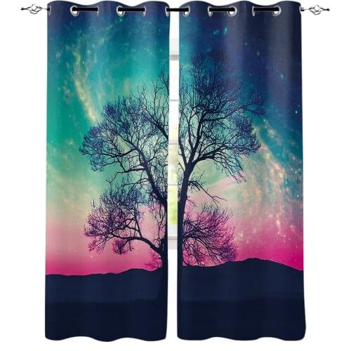 Colorful Starry Sky Trees Window Curtains for Living Room Bedroom Kitchen Modern Curtains Home Decoration Drapes Blinds