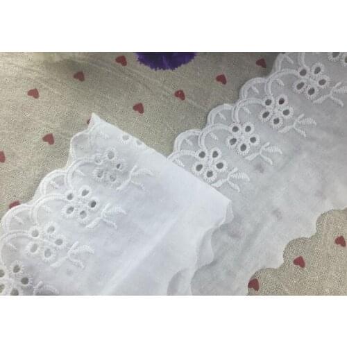 5 Yards/lot 9cm Width Novelty Hollow Out Lace Decoration Pure White 100%Cotton Cloth Embroidery Lace Fabric