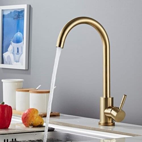 Kitchen Faucet brushed gold 304 Stainless Steel Single Handle Basin Sink Tap Cold Water Faucet Bathroom Basin Faucet