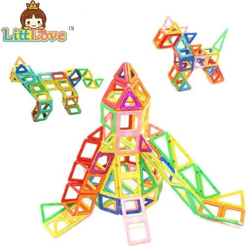 LittLove Magnetic Blocks Big Size 70Pcs Enlighten Bricks Educational Magnetic Designer 3D DIY Building Blocks Toys For Children