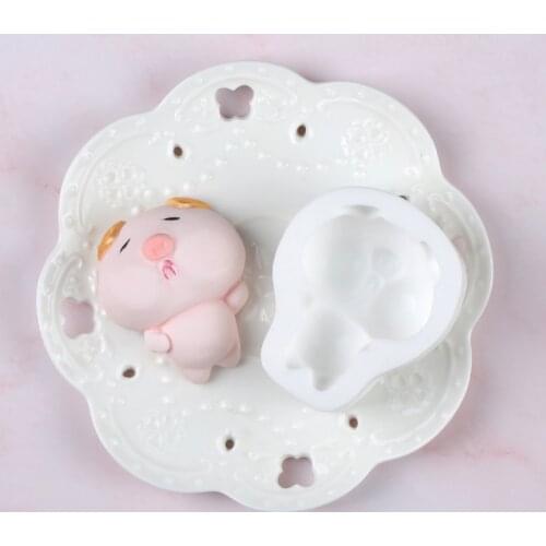 Cute Cartoon Little Pig Silicone Fondant Mold Chocolate Jelly Candy Pudding Mold Wedding Birthday Mousse Cake Decorating Tool