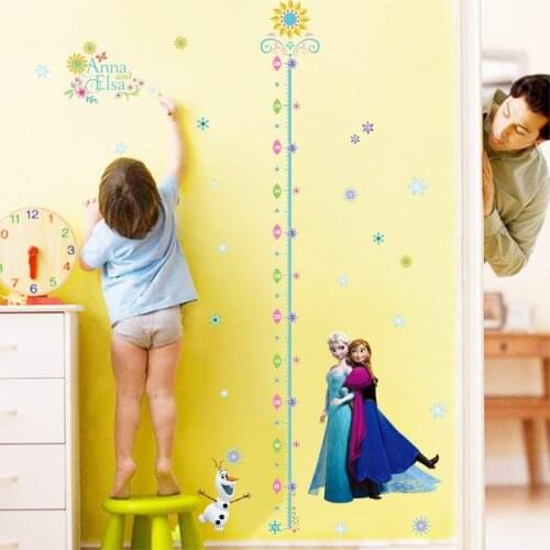 Cartoon Olaf Anna Elsa Princess Frozen Wall Stickers Home Decoration Growth Chart For Kids Height Measure Anime Wall Art Decals