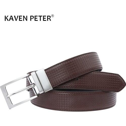 Men Genuine Leather Belt Reversible For Jeans Male Rotated Buckle Luxury Designer Cowskin Belts Cummerbunds ceinture homme