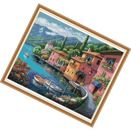 Cross Stitch Kit Preprinted, Colorful House, Cross Stitch Pattern, Embroidery Pattern
