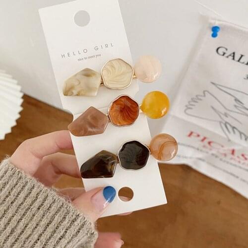 2020 New Vintage Geometric Irregular Acrylic Resin Button Barrettes Hair Clips For Women Girls Trendy Hair Accessories Wholesale