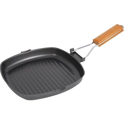 Outdoor Camping Frying Pan Ultralight Iron Steak Pot with Foldable Handle Outdoor Frypan Cooking Tableware Camping Pot
