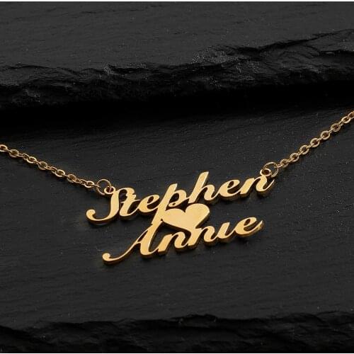 Custom stainless steel women trendy initial pendant necklace personalized letter heart gold plated fashion jewelry girls gift gi