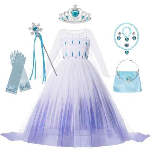 Elsa Princess Cosplay Dress Frozen Kids Fancy Elza White Costume for Birthday Party Anna Gift