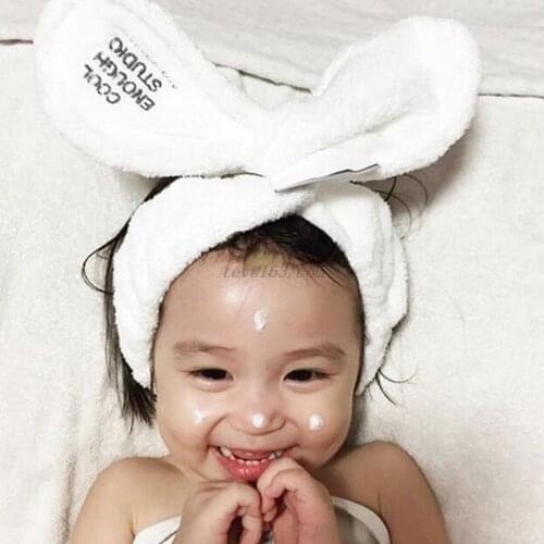 Women Girls Iron Wire SPA Wide Headband Adjustable Cute Rabbit Ears Bowknot Hairband Letters Embroidered Makeup Turban Headwrap