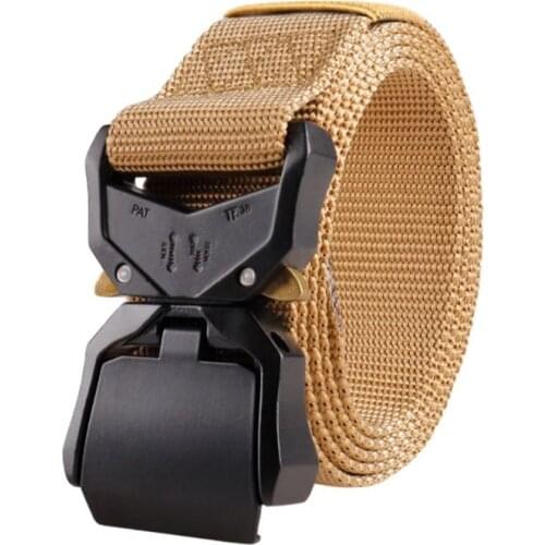 New 125*3.8cm Aluminum Alloy Buckle Outdoor Tactical Belt Wear-Resistant Breathable Portable Design Mens Canvas Belt