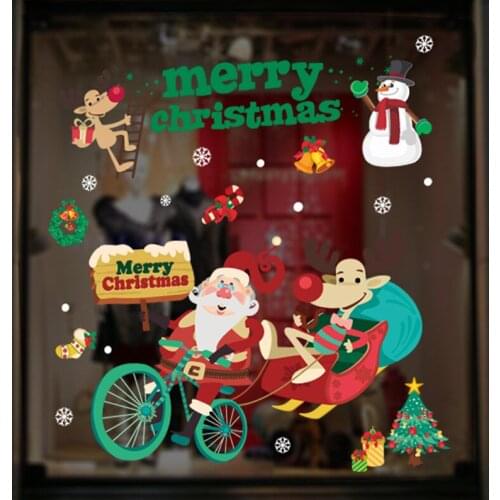 Christmas Wall Stickers Window Festival Decals Santa Claus Snowman Christmas Decorations for Home 2021 Ornements Xmas New Year