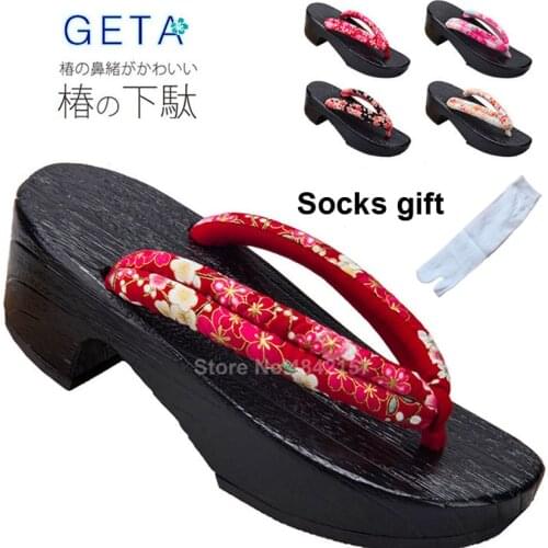 Halloween Shoes for Women Japanese Traditional Cosplay Slippers Wooden Geta Clogs Flip Flops Kimono Oriental Sandals Sauna Wear