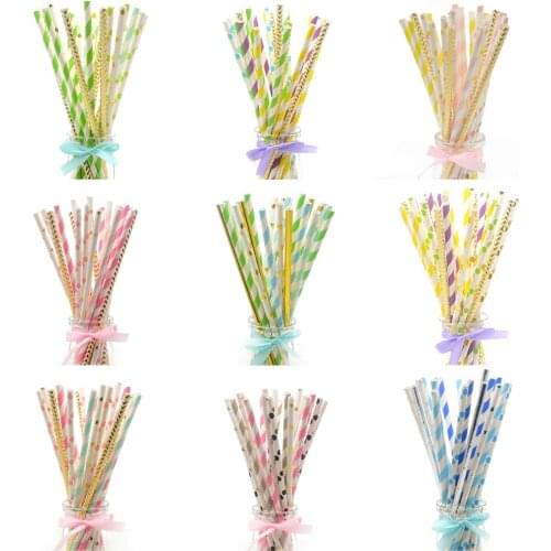 Lychee Paper Straws Colorful Straw Christmas Baby Birthday Party Decorations Gift Party Supplies