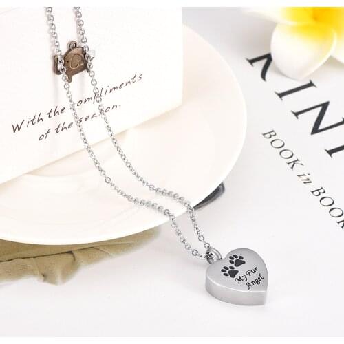 SS9095 Hollow Style Heart Memorial Pet Ash Urn Jewelry Dog/Cat Stainless Steel Cremation Ashes Keepsake Urn Pendant Necklace