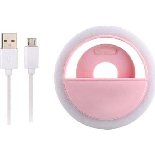 Live Broadcast Smartphone LED Selfie Light Mobile Phone Ring-Clip Fill Light Portable Flash Lamp USB Charging Mini Ring Light