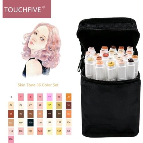 TOUCHFIVE 12/24/36 Colors Marker Skin Tones Set, Art Markers ,Artist Dual Headed Alcohol Based ink Manga Brush Pen For Coloring