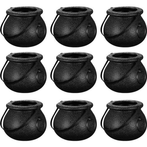 10pcs 5x7cm Halloween Candy Bucket WitchS Cauldron Trick Or Treat Candy Pail Holder Halloween Candy Bucket Black Witch Jar