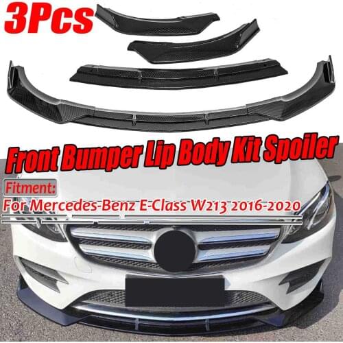 W213 Carbon Fiber Look Car Front Bumper Splitter Lip Spoiler Diffuser Cover Trim For Mercedes For Benz E-Class W213 2016-2020