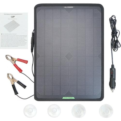 ALLPOWERS Solar Panel Car Charger 12V 10W Solar Car Battery Maintainer Charger for Battery of Vehicle Boat Motorcycle