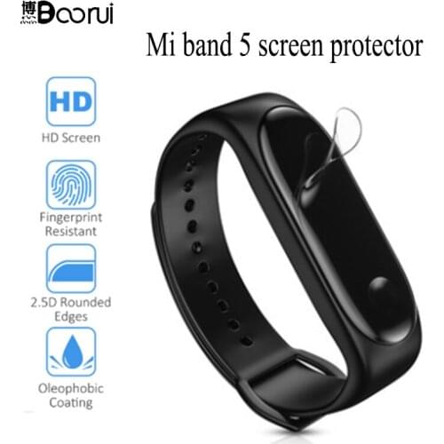 BOORUI Newest for Xiaomi Mi Band 5 Screen Protector Miband 5 HD Ultra Thin Anti-scratch Film Soft film Band 5 Full Screen cover