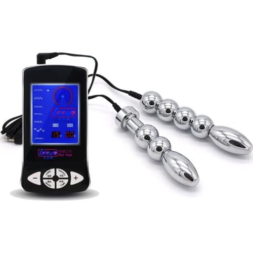Sex Toy for Men Women Electric Shock Vaginal Anal Double Electrode Anal Plug Vaginal Plug Masturbation Device Shock Pulse Toys