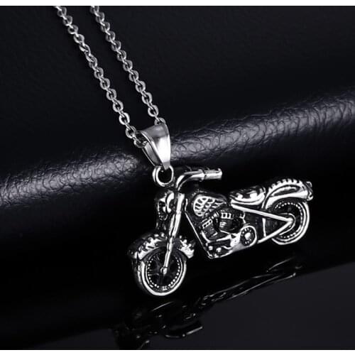 1 PC Vintage Gothic Motorcycle Necklace Ghost Rider Motor Bike Pendant Necklace For Men Jewelry Accessories Dropship New Arrival