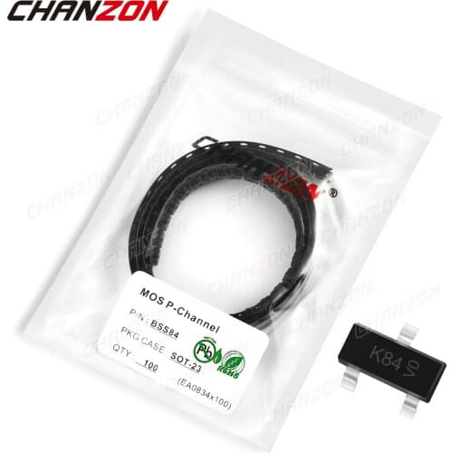 100pcs BSS84 SOT-23 P-Channel SMD Mosfet Bipolar Junction Transistor BJT SIC Mos Fets Triode Tube SMT Integrated Circuits