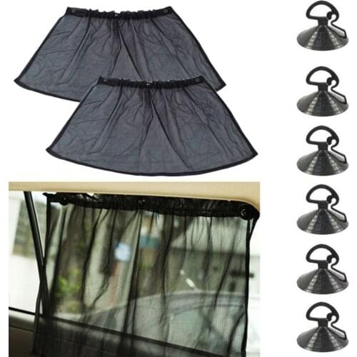 2 Black Mesh Fabric Car Window Curtain Sunshade UV Protection For Hyundai Santa Fe Solaris Sonata Terracan Tiburon Tucson