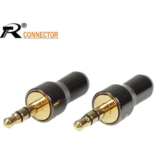 2pcs Earphone Plug Jack 3.5mm wire connector 3Pole Gold-plated Copper Stereo Audio Adapter for DIY Playing