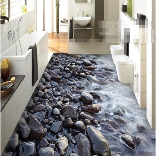 Custom Large Flooring 3d обои Blackstone Coast Waterproof Bathroom Living Room Wear Thicker PVC Self-adhesive Floor Wall paper