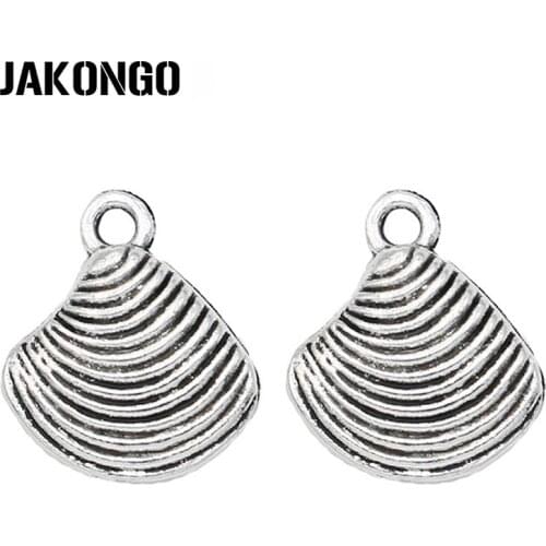 40PCS Shell Charm Antique Silver Plated Pendants for Jewelry Making Bracelet Jewelry Accessories Handmade Craft 15x13mm