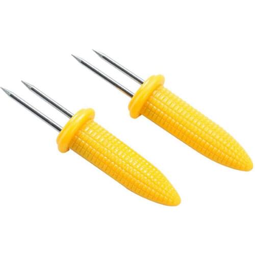 5PCS/Lot Stainless Steel Corn Holders Forks Corn on the Cob Skewers for BBQ Twin Prong Sweetcorn Holders Home Cooking Fork