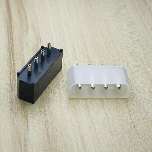 50PCS/1Lot Molex White Or Black Big 4P 4D Female Socket Straight Hollow Needle For PC Computer ATX IDE Power Connector