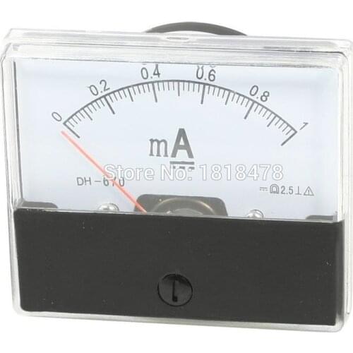 DH-670 DC 0-1mA Clear Analog Panel Meter Ammeter Gauge