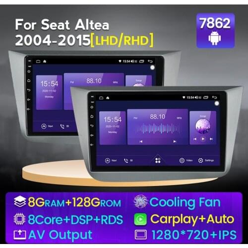 6G 128G Fan Android 11 BT Car Radio Video Multimedia Player Navigation GPS For Seat Altea XL 2004-2015 Toledo 2003-2009 No dvd