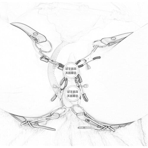 BDSM Bondage Restraint Wrap Around Thigh Spread Labia Spreader Straps With Vagina Nipple Clamps Sex Toys For Woman Sex Products