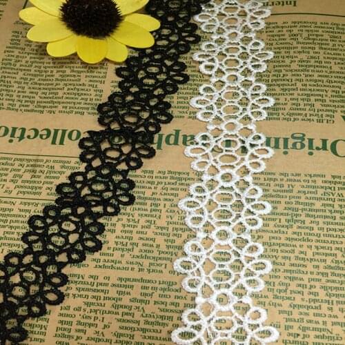 Free Shipping!3.5cm New Flower Pattern Embroidered Lace Trim Home Applique DIY Sewing Craft Ribbon Wedding Accessory 14yards