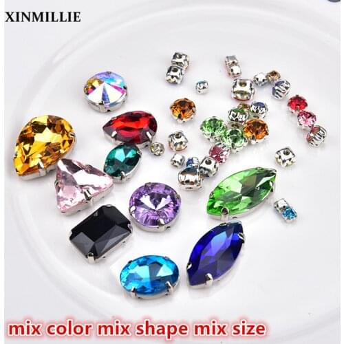 Mix Shaped and Colors Sizes Pointback Rhinestone Sew on Crystal with claw Sew-on claw Stone Glass Chatons Beads Wedding Decorate