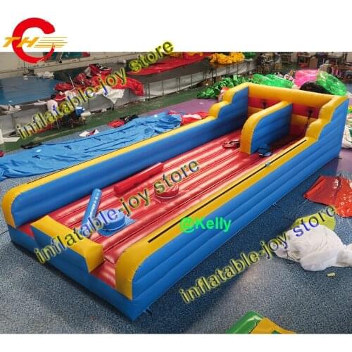 Free door shipping cheap inflatable bungee run and joust game combo, 2 in 1 inflatable gladiator joust bungee run sport games