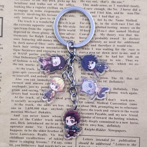 Demon Slayer Acrylic Handmade Unique Anime Keychain For Women Men Male Female Key Ring Love Jewelry Birthday Gift Drop Shipping