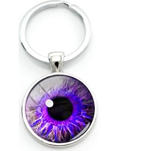 TAFREE Animals Eyes Shaped Car Keychain For Men Art Eye Pictures Glass Keyring Vintage Alloy Charm Pendant Key Jewelry