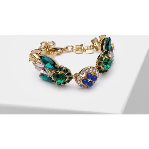 Amorita boutique fashionable green glass inlaid Bangles